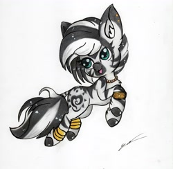 Size: 4895x4785 | Tagged: safe, artist:luxiwind, oc, oc:liza, zebra, chibi, female, solo, traditional art