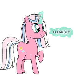 Size: 768x768 | Tagged: safe, artist:crystal wishes, derpibooru exclusive, clear sky, pony, unicorn, common ground, aura, bandana, female, horn, levitation, magic, mare, name, simple background, telekinesis