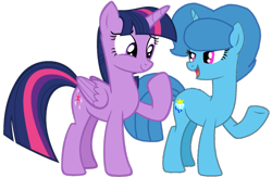 Size: 1235x806 | Tagged: safe, artist:徐詩珮, spring rain, twilight sparkle, twilight sparkle (alicorn), alicorn, pony, unicorn, female, lesbian, mare, shipping, simple background, springlight, transparent background