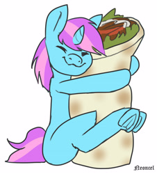 Size: 3933x4354 | Tagged: safe, artist:neoncel, oc, oc:ternic, pony, unicorn, kebab, simple background, solo, that pony sure loves kebabs, white background