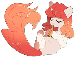 Size: 1280x994 | Tagged: safe, artist:sevedie, oc, oc:ciri, unicorn, carrot, female, floating, food, mare, simple background, transparent background