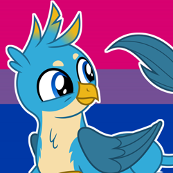 Size: 500x500 | Tagged: safe, artist:prideponies, gallus, bisexual pride flag, bisexuality, cute, gallabetes, headcanon, lgbt headcanon, pride, pride icons, sexuality headcanon, solo