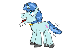 Size: 1300x900 | Tagged: safe, artist:horsesplease, party favor, pony, behaving like a dog, collar, doggie favor, happy, paint tool sai, panting, solo, tail wag, tongue out