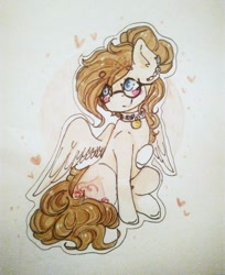 Size: 720x882 | Tagged: safe, artist:crystal890, artist:shiroikitten, oc, oc:mary, pegasus, pony, female, glasses, mare, solo, traditional art