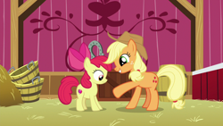 Size: 1280x720 | Tagged: safe, derpibooru import, screencap, apple bloom, applejack, earth pony, pony, going to seed