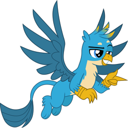 Size: 2866x2865 | Tagged: safe, artist:frownfactory, gallus, griffon, she's all yak, .svg available, chest fluff, flying, male, paws, simple background, solo, svg, transparent background, vector, wings