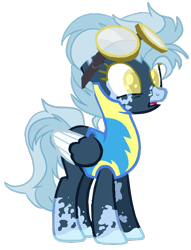 Size: 480x629 | Tagged: safe, artist:peregrinstaraptor, artist:rukemon, oc, oc only, oc:snow patrol, pegasus, pony, base used, clothes, coat markings, commission, female, goggles, mare, open mouth, simple background, solo, transparent background, uniform, wonderbolt trainee uniform, wonderbolts