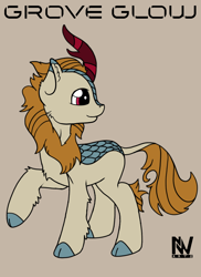 Size: 752x1032 | Tagged: safe, artist:nightwind-arts, oc, oc only, oc:grove glow, kirin, kirin oc, looking back, male, simple background, solo, stallion, standing