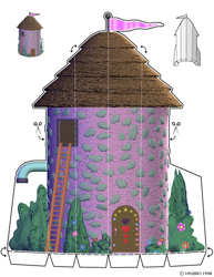 Size: 612x792 | Tagged: safe, pony, g2, arts and crafts, building, bush, craft, door, flower, instructions, ladder, my little pony friendship gardens, official, papercraft, silo