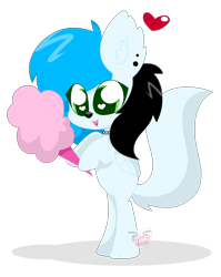 Size: 3032x3808 | Tagged: safe, artist:kittyrosie, oc, oc only, oc:icefluff, hybrid, wolf, wolf pony, cotton candy, female, mare, paws, simple background, solo, transparent background, watermark