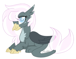 Size: 1600x1244 | Tagged: safe, artist:ipandacakes, oc, oc only, oc:brook feather, pony, female, fish tail, hippogriffon, interspecies offspring, magical lesbian spawn, offspring, parent:gabby, parent:silverstream, parents:gabbystream, prone, simple background, solo, transparent background