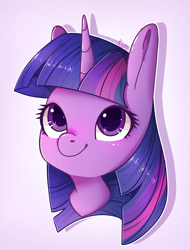 Size: 1829x2406 | Tagged: safe, artist:kimjimisarty, twilight sparkle, pony, bust, cute, female, gradient background, looking up, mare, portrait, simple background, smiling, solo, three quarter view, twiabetes