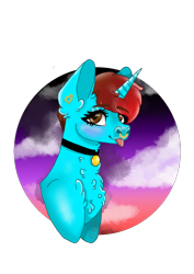 Size: 1000x1414 | Tagged: safe, artist:shareakitkat, oc, pony, unicorn, art, artist, big ears, chest fluff, choker, digital, digital art, ear piercing, earring, jewelry, nose piercing, nose ring, piercing, signature, simple background, transparent background