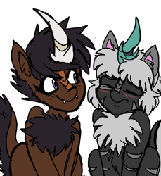 Size: 1080x1178 | Tagged: safe, artist:darrenfeline, oc, oc only, oc:abyssal hart, oc:onyx quill, kirin, horns