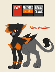 Size: 3290x4290 | Tagged: safe, artist:tuzz-arts, artist:tuzzarts, oc, oc:flare feather, griffon, female, reference sheet, simple background, solo