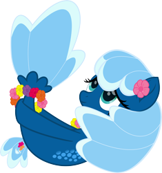 Size: 6000x6393 | Tagged: safe, artist:pilot231, oc, oc only, oc:sea foam ep, seapony (g4), calm, flower on ear, holding tail, lei, movie accurate, seaponified, solo, species swap, vector