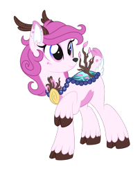 Size: 1035x1278 | Tagged: safe, artist:crystal-tranquility, oc, deer pony, original species, pond pony, female, simple background, solo, transparent background