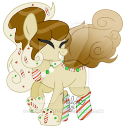 Size: 400x400 | Tagged: safe, artist:cherri-crimzon, oc, oc:peppermint hot cocoa, original species, pond pony, pony, clothes, deviantart watermark, female, mare, obtrusive watermark, simple background, socks, solo, transparent background, watermark