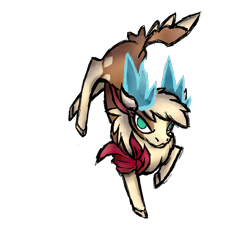 Size: 1000x1000 | Tagged: safe, alternate version, anonymous artist, arizona cow, velvet reindeer, cow, deer, reindeer, them's fightin' herds, community related, female, fusion, simple background, solo, style emulation, transparent background
