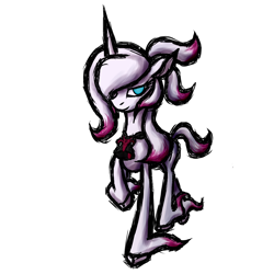 Size: 1000x1000 | Tagged: safe, alternate version, anonymous artist, oleander, pom lamb, lamb, sheep, unicorn, them's fightin' herds, cloven hooves, community related, female, fusion, simple background, solo, style emulation, transparent background