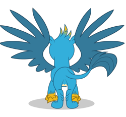 Size: 1494x1388 | Tagged: safe, artist:twilight-twinkle, gallus, griffon, butt, claws, male, paws, plot, rear view, simple background, solo, spread wings, transparent background, wings
