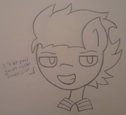 Size: 1756x1591 | Tagged: safe, artist:lightning135, pony, beetlejuice, bust, dialogue, ponified, sketch, smiling, smirk, solo, traditional art