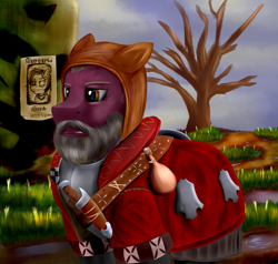 Size: 2100x2000 | Tagged: safe, artist:richmay, pony, armor, beard, clothes, crossover, facial hair, phillip strenger, ponified, the bloody baron, the witcher, the witcher 3