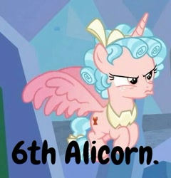 Size: 392x409 | Tagged: safe, edit, edited screencap, screencap, cozy glow, alicorn, the ending of the end, alicornified, armor, bow, chestplate, cozy glow is not amused, cozycorn, cropped, curly hair, cutie mark, freckles, frown, hair bow, leak, race swap, spoiled brat, spread wings, wings