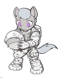 Size: 2400x3200 | Tagged: safe, artist:darkdoomer, silver spoon, anthro, unguligrade anthro, astronaut, helmet, simple background, solo, spacesuit, traditional art