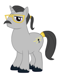 Size: 1536x1972 | Tagged: safe, artist:jackiejak, derpibooru exclusive, oc, oc:high fidelity, pony, unicorn, 2020 community collab, derpibooru community collaboration, facial hair, glasses, moustache, ponytail, solo, transparent background, unshorn fetlocks, vector