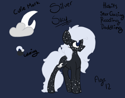 Size: 5100x4000 | Tagged: safe, artist:whiteberry, oc, oc:sliver sky, earth pony, pony, freckles, reference sheet, solo, stars