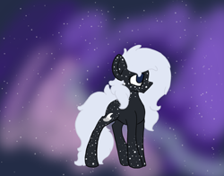 Size: 5100x4000 | Tagged: safe, artist:whiteberry, oc, oc:silver sky, earth pony, pony, freckles, galaxy background, solo