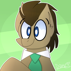 Size: 2000x2000 | Tagged: safe, artist:saveraedae, doctor whooves, earth pony, pony, bust, male, necktie, portrait, simple background, smiling, solo, stallion