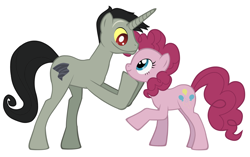 Size: 3480x2180 | Tagged: safe, derpibooru import, discord, pinkie pie, earth pony, pony, pony creator, couple, discopie, female, happy, holding chin, husband and wife, male, mare, my little pony, ponified, pony discord, shipping, stallion, straight