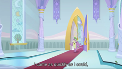 Size: 960x540 | Tagged: safe, screencap, spike, dragon, the last problem, adult, canterlot, leak, solo, subtitles