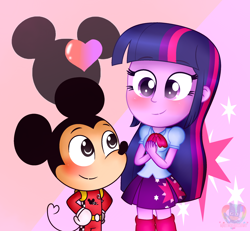 Size: 2276x2104 | Tagged: safe, artist:noreencreatesstuff, twilight sparkle, twilight sparkle (alicorn), alicorn, equestria girls, crossover, crossover shipping, disney, female, male, mickey mouse, shipping, straight