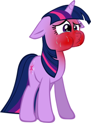 Size: 608x823 | Tagged: safe, artist:rhubarb-leaf, twilight sparkle, unicorn twilight, pony, unicorn, friendship is magic, female, floppy ears, mare, puffy cheeks, simple background, solo, spicy, sweat, teary eyes, transparent background, vector