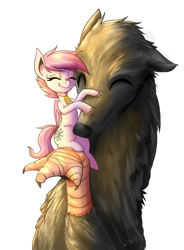 Size: 1058x1440 | Tagged: safe, artist:artguydis, oc, oc only, oc:boo, bat pony, pony, bat pony oc, jewelry, necklace, petting, size difference