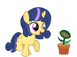 Size: 2732x2048 | Tagged: safe, artist:turnaboutart, oc, oc:sunlight sprout, pony, unicorn, female, filly, magical lesbian spawn, offspring, parent:lemon hearts, parent:twilight sparkle, parents:lemonlight, venus, venus flytrap