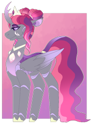 Size: 688x928 | Tagged: safe, artist:sweetie-drawz, oc, oc:lady pink-bug, changedling, changeling, female, solo