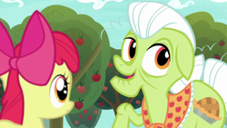 Size: 1920x1080 | Tagged: safe, screencap, apple bloom, granny smith, pony, going to seed, apple, apple tree, tree