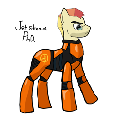 Size: 708x764 | Tagged: safe, artist:dr nick taco, oc, oc:jet stream, earth pony, pony, armor, combat armor, gordon freeman, half-life, half-life 2, hazardous environment suit, hazmat armor, hev suit