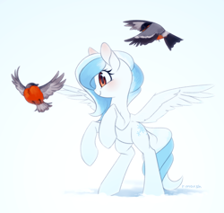 Size: 1000x949 | Tagged: safe, artist:sartf, oc, oc only, bird, pegasus, pony, female, gradient background, mare, solo