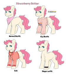 Size: 3016x3367 | Tagged: safe, artist:spectrumnightyt, oc, oc:strawberry butter, earth pony, pony, clothes, hoodie, male, simple background, solo, stallion, suit, transparent background