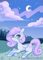 Size: 641x900 | Tagged: safe, artist:jopiter, oc, pegasus, pony, cloud, cloudy, moon, solo