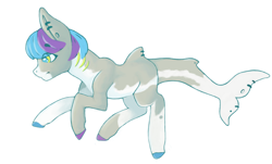 Size: 1032x624 | Tagged: safe, artist:laptopdj, derpibooru exclusive, oc, original species, shark pony, colored hooves, piercing, simple background, solo, white background