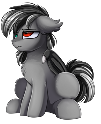 Size: 1774x2174 | Tagged: safe, artist:pridark, oc, oc only, bat pony, pony, bat pony oc, chest fluff, commission, heterochromia, male, multicolored eyes, simple background, sitting, solo, tired, transparent background