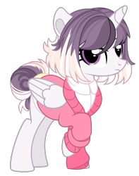 Size: 1832x2320 | Tagged: safe, artist:rosebuddity, oc, oc:morning star, alicorn, pony, clothes, female, magical lesbian spawn, mare, offspring, parent:fluttershy, parent:twilight sparkle, parents:twishy, simple background, solo, sweater, transparent background