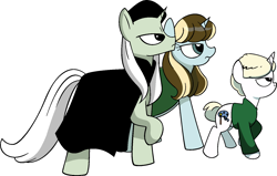 Size: 1547x982 | Tagged: safe, artist:vgc2001, pony, unicorn, spoiler:comic, cape, clothes, colt, draco malfoy, family, female, harry potter, lucius malfoy, male, mare, narcissa malfoy, ponified, serious, serious face, stallion, uniform, wand