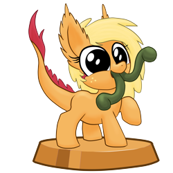 Size: 7087x7087 | Tagged: safe, artist:stewart501st, derpibooru import, part of a set, applejack, monster pony, original species, tatzlpony, absurd resolution, cute, ear fluff, fake, faker than a three dollar bill, jackabetes, looking at you, miss pie's monsters, multiple tongues, no iris, open mouth, pocket ponies, pocket pony, raised hoof, simple background, smiling, solo, species swap, tatzljack, tongue out, transparent background